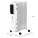 HOMCOM 2180W 9 Fin White Oil Filled Radiator, Portable Heater w/ Timer & Remote Control