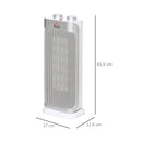 HOMCOM Indoor Space Heater Oscillating Ceramic Heater w/ Adjustable Modes 1000W/2000W