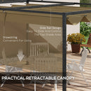 Outsunny 4x3(m) Metal Pergola Gazebo Patio Sunshelter Retractable Canopy Khaki