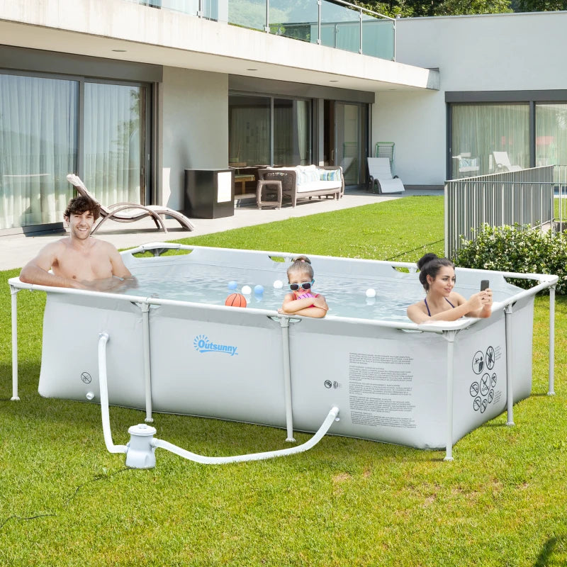 Outsunny Steel Frame Swimming Pool w/ Filter Pump and Reinforced Sidewalls Rust Resistant