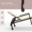 Outsunny Rattan Wicker Chaise Sun Lounger Garden w/ Adjustable Backrest & Wheels