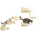 PawHut 4 Piece Cat Shelf, Cat Wall Furniture w/ Hammock, Steps, Platforms