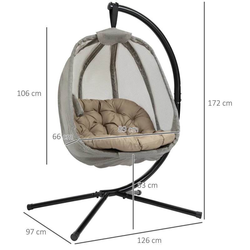 Outsunny Hanging Egg Chair Khaki