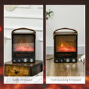 HOMCOM Tabletop Electric Fireplace with Handlle - Dark Walnut