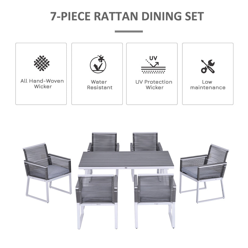 Outsunny 6 Seater Resin Rattan Dining Set