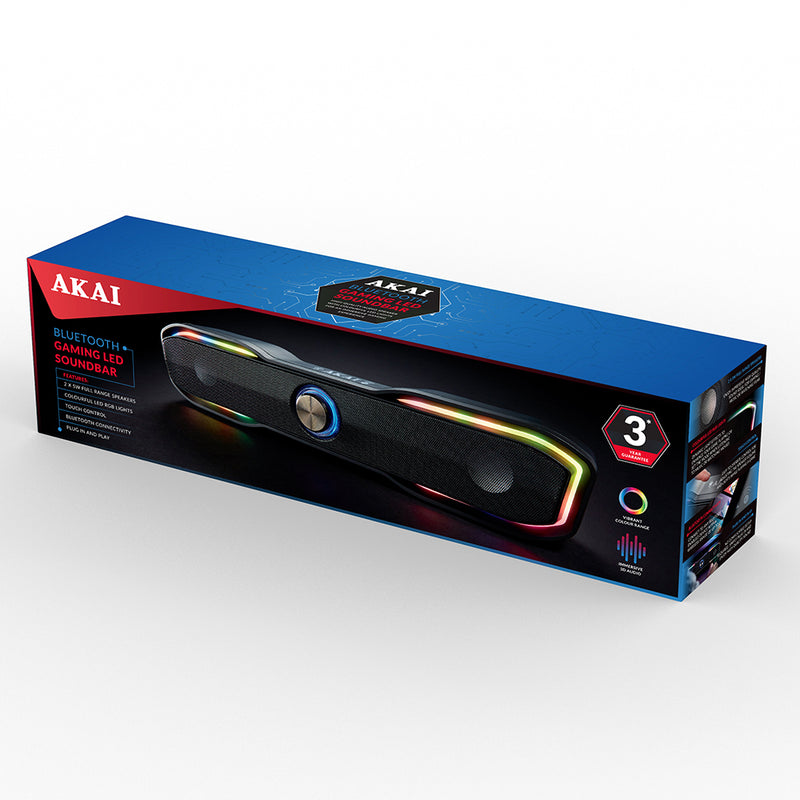 Akai Bluetooth Gaming LED Soundbar Black