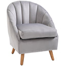 HOMCOM Velvet Fabric Single Sofa Accent Chair Solid Wood Leg Upholstered Grey