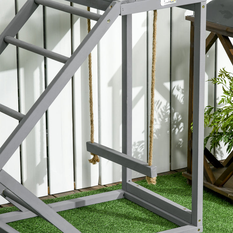 PawHut Chicken Coop Toy with Swing, Ladder, Platform for 2 Chickens, Hens, Grey