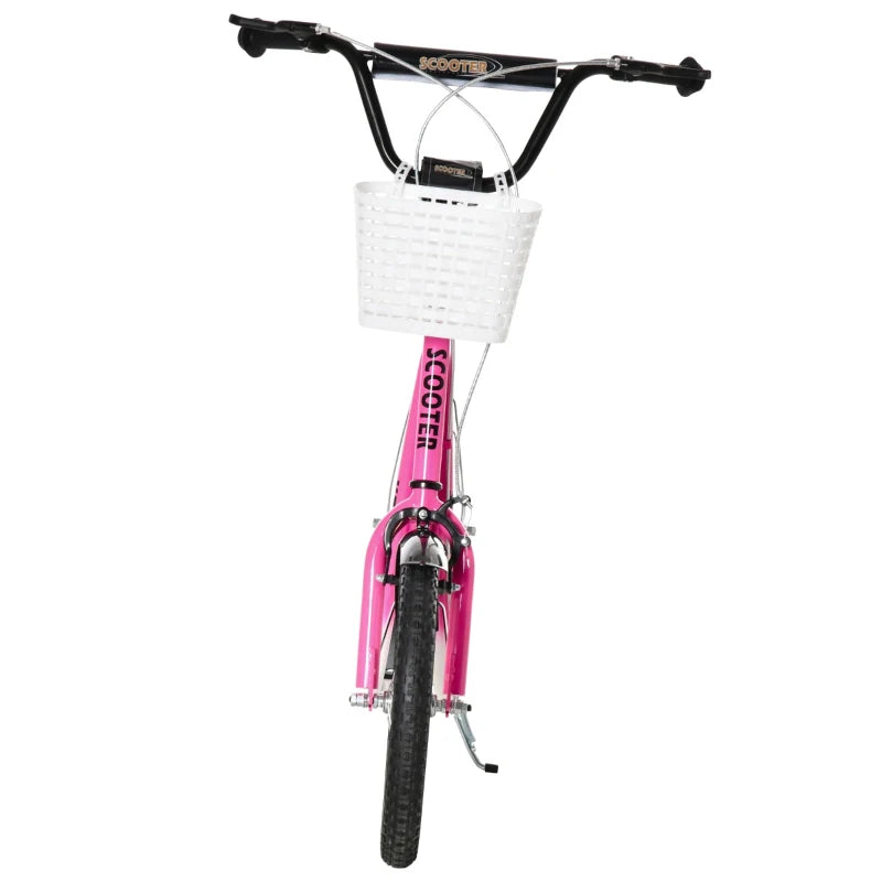 HOMCOM Childrens Scooter with Backet & Brakes - Pink