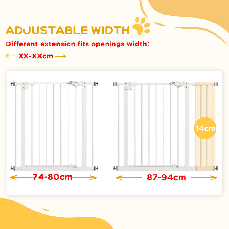 PawHut Adjustable Safety Gate w/ 1 Extensions and Four Adjustable Screws, White