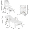 Outsunny Patio Folding Lounge Chairs Recliners with Wheels & 5-Position Backrest