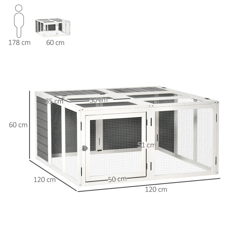 Pawhut Rabbit Hutch Grey