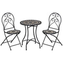 Outsunny 3 PCs Garden Bistro Set W/ Balcony Table and Chairs Metal Frame