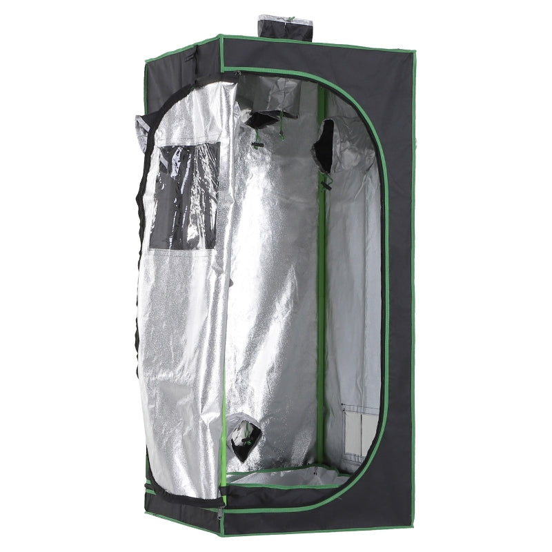Outsunny Hydroponic Plant Grow Tent W/ Window Tool Bag 60L x 60W x 140Hcm Black