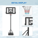 SPORTNOW Basketball Backboard Hoop Net Set with Wheels, 200-305cm, Black