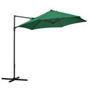 Outsunny 2.5M Offset Roma Patio Umbrella W/ 360° Rotation and Base, Green