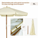 Outsunny Garden Parasol Patio Umbrella With Ruffles And Wooden Pole Beige