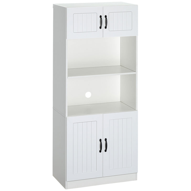 HOMCOM Kitchen Storage Cabinet, Cupborad with 5-tier Shelving 4 Doors, White