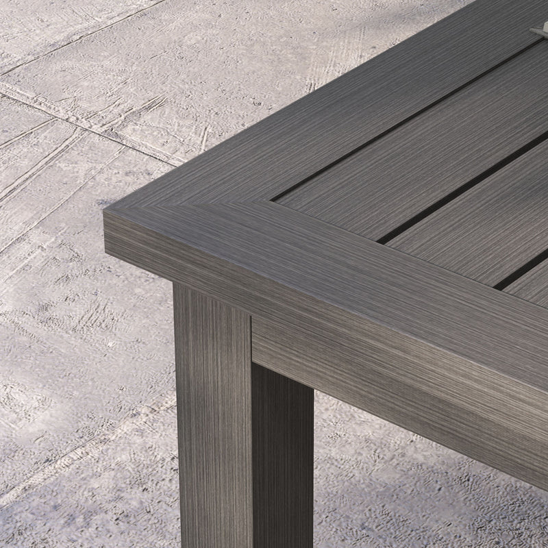 Outsunny Aluminium Outdoor Coffee Table Patio Table w/ Brown Wood Grain Effect