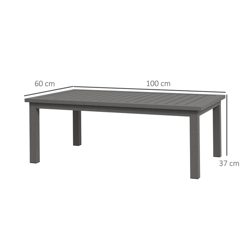 Outsunny Aluminium Outdoor Coffee Table Patio Table w/ Brown Wood Grain Effect