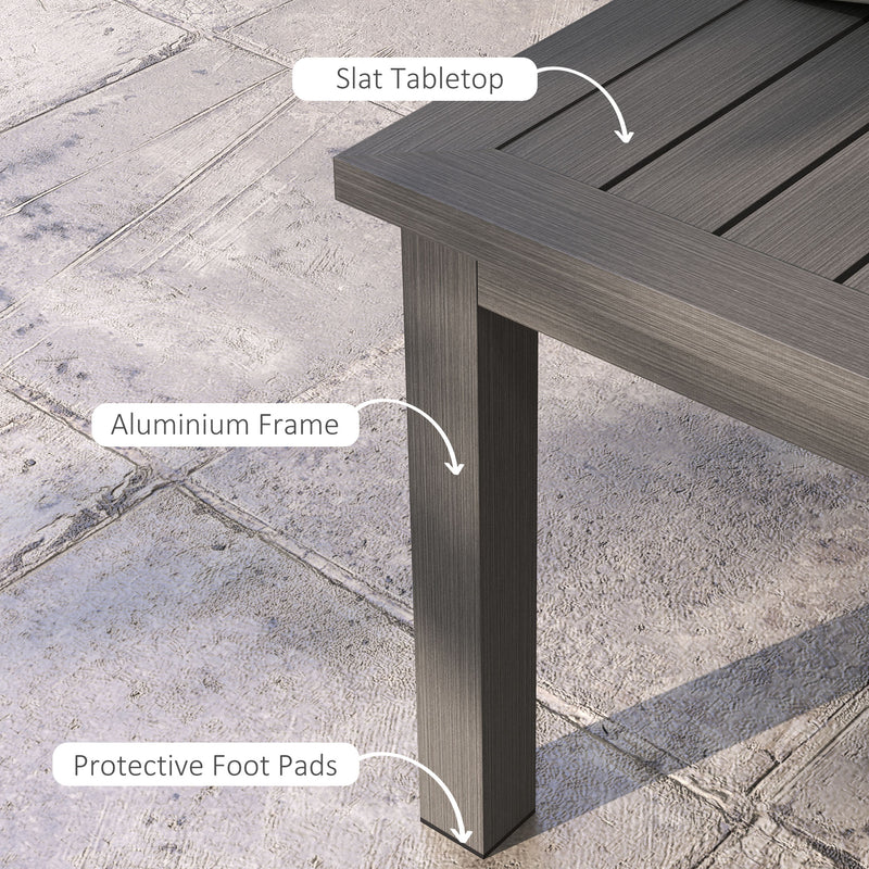 Outsunny Aluminium Outdoor Coffee Table Patio Table w/ Brown Wood Grain Effect