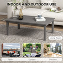 Outsunny Aluminium Outdoor Coffee Table Patio Table w/ Brown Wood Grain Effect