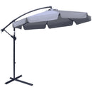 Outsunny 2.7m Garden Cantilever Banana Parasol Sun Shade w/ Crank, Dark Grey