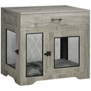 PawHut Modern Pet Crate End Table w/ Double Doors, Drawer, for Medium Dogs