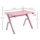 HOMCOM Gaming Desk with LED Lighting Strip 120cm Pink