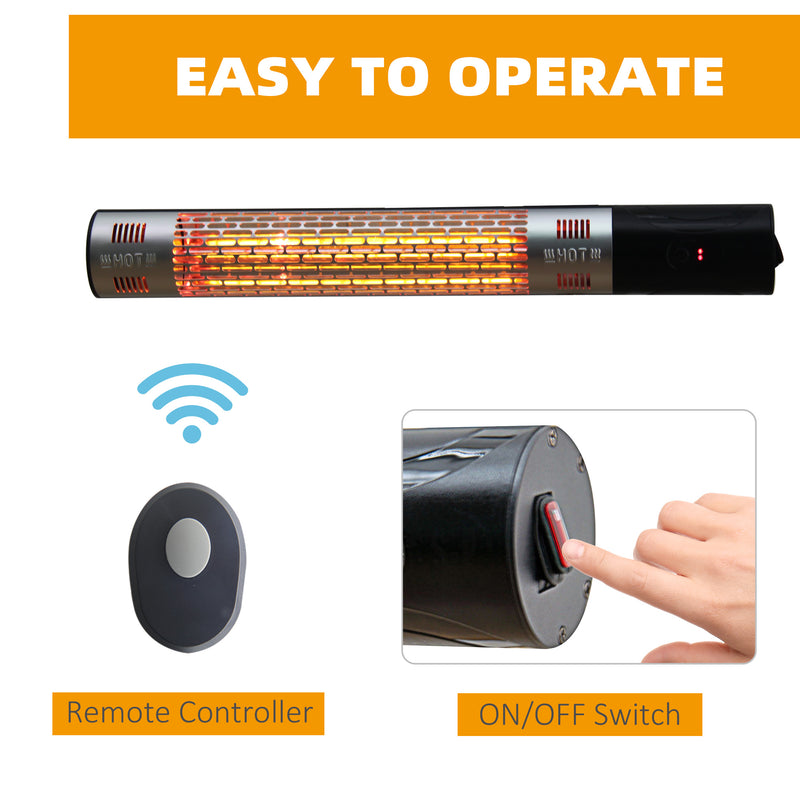 Outsunny Outdoor Wall Mount Electric Halogen Heater 1500W-Black