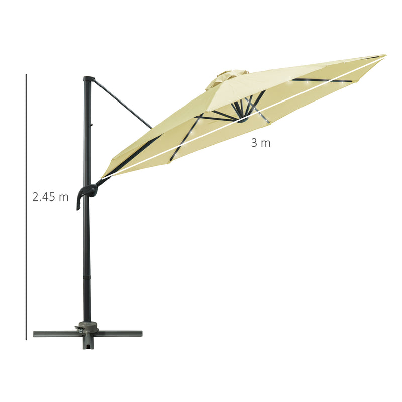 Outsunny Patio Offset Umbrella Cream