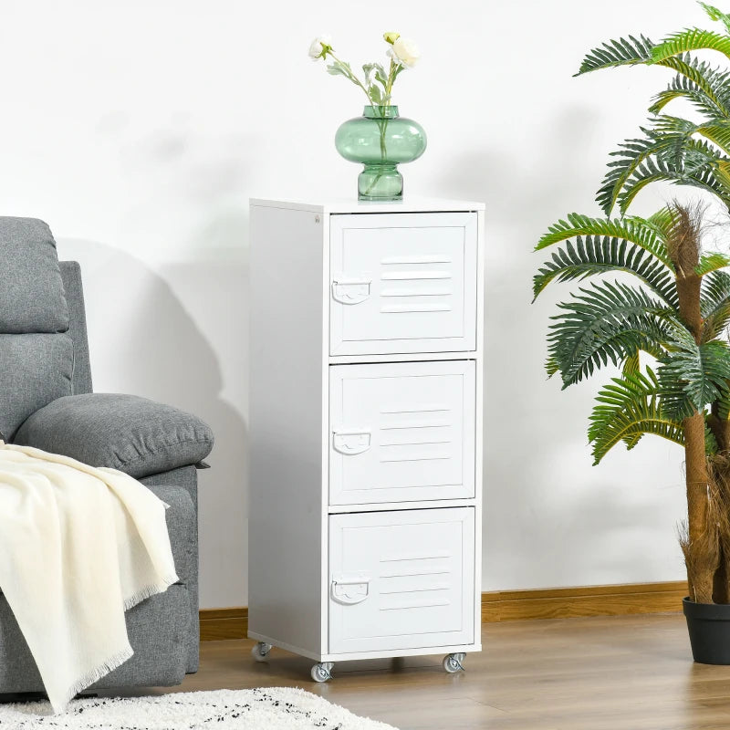 HOMCOM Filing Cabinet with Metal Door 103x38x38cm White