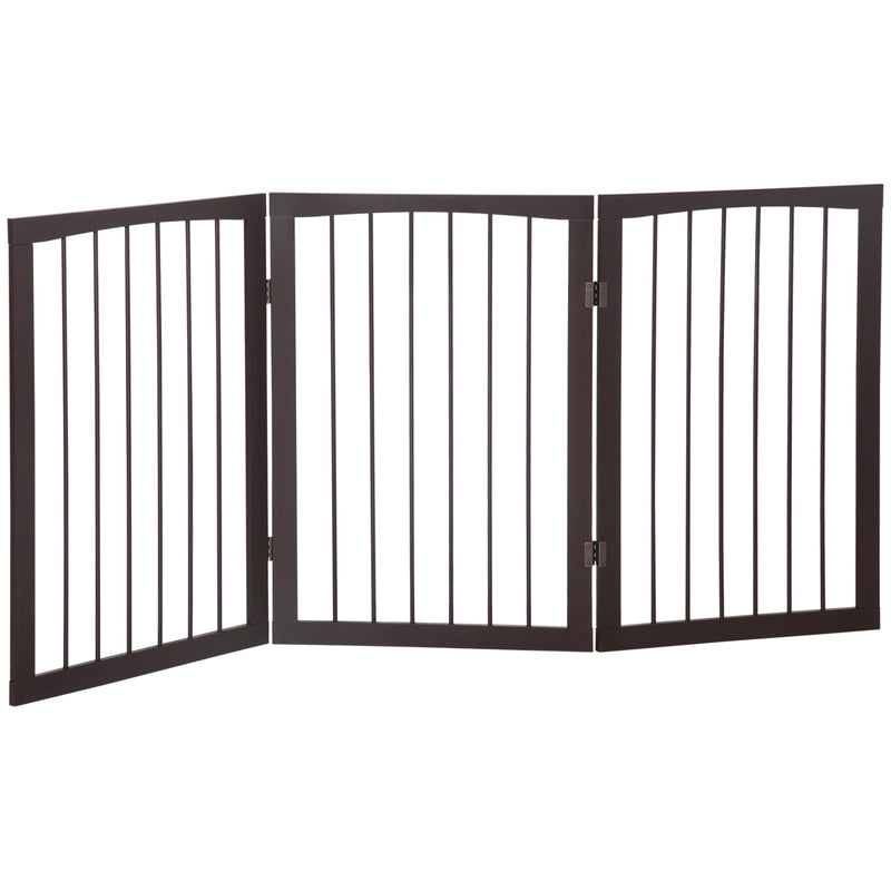 Pawhut Folding Pet Gate Fence Free Standing Child Safety Indoor Wood Durable