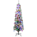HOMCOM 6ft Pre Lit Artificial Christmas Tree Holiday Décor with 160 Colourful LED Lights and 492 Snow Flocked Tips, Pine Cone, Berry, Ball Tree Decoration