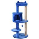 PawHut 4 Tiers 104cm Cat Tree W/ Scratching Posts Perches  Hanging Ball, Blue