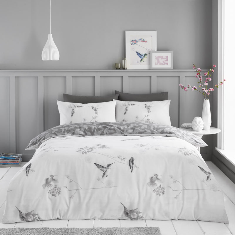 Hummingbird Duvet Set- Grey