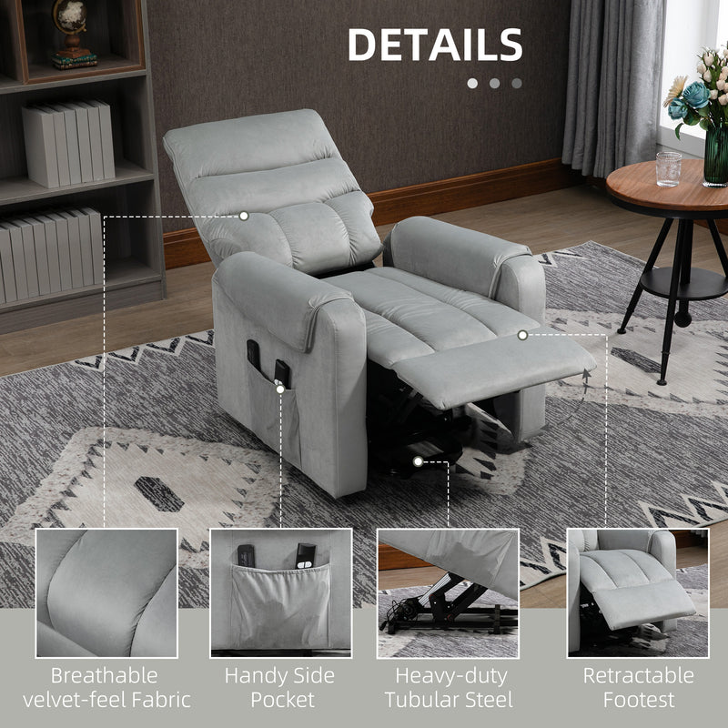 HOMCOM Power Lift Chair, Rise and Recliner Chair with Remote Control, Grey