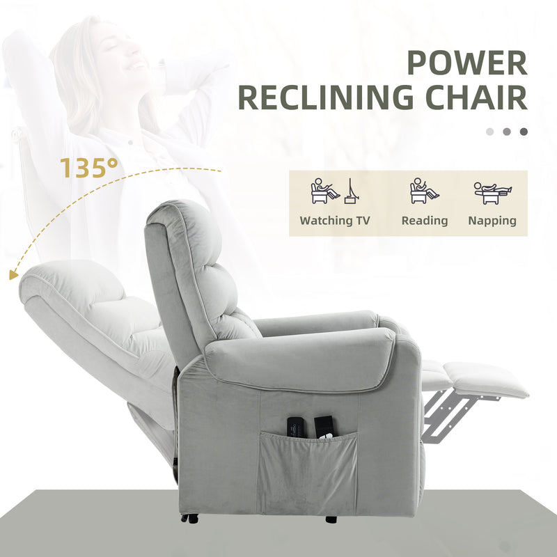 HOMCOM Power Lift Chair, Rise and Recliner Chair with Remote Control, Grey