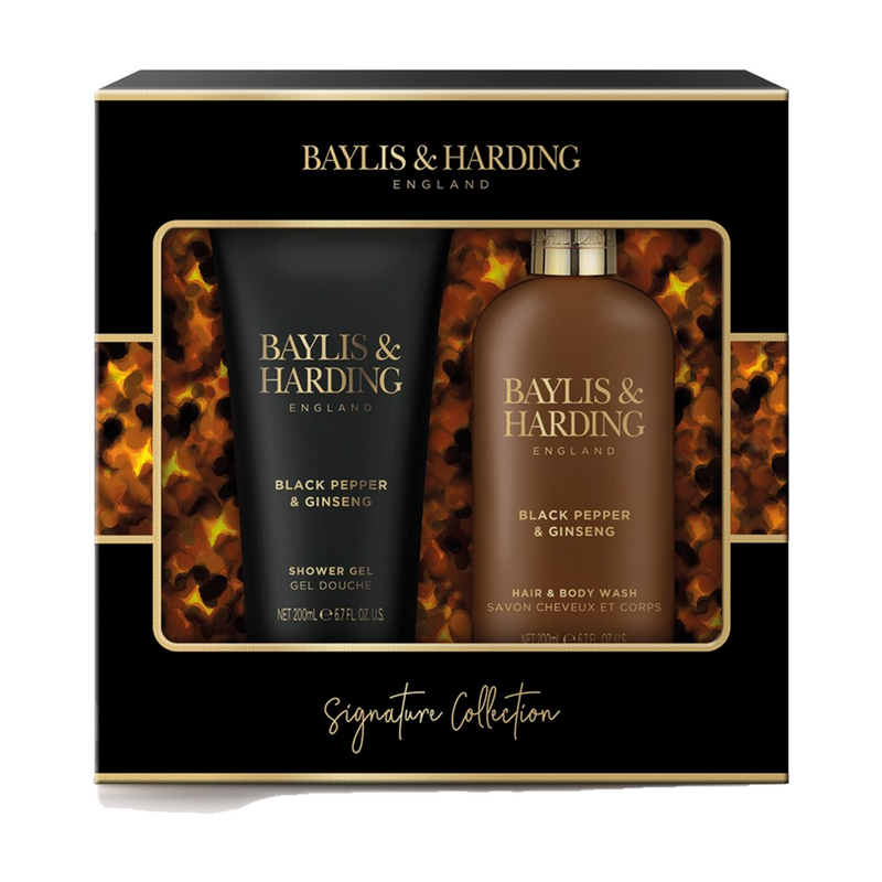 Baylis & Harding Signature Mens Black Pepper & Ginseng Luxury Bathing 2 Pc Set