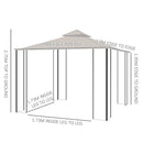 Outsunny 3 x 3(m) Garden Gazebo Patio Party Tent Shelter Outdoor Canopy Double Tier Sun Shade Metal Frame Netting Beigee