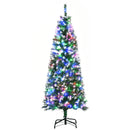 HOMCOM Christmas Tree Slim 5' with 250 Multi Coloured LED Lights