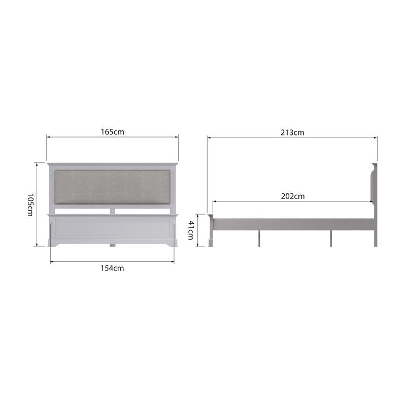 Keswick Moonlight Grey  Bed 5' King 165 x 213 x 105 cm