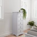 Keswick Moonlight Grey  Chest of 5 Drawers - Narrow 50 x 36 x 115 cm