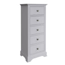 Keswick Moonlight Grey  Chest of 5 Drawers - Narrow 50 x 36 x 115 cm
