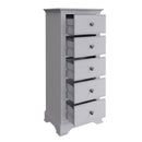 Keswick Moonlight Grey  Chest of 5 Drawers - Narrow 50 x 36 x 115 cm