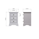 Keswick Moonlight Grey  Bedside Table with 3 Drawers 40 x 33.5 x 56.5 cm