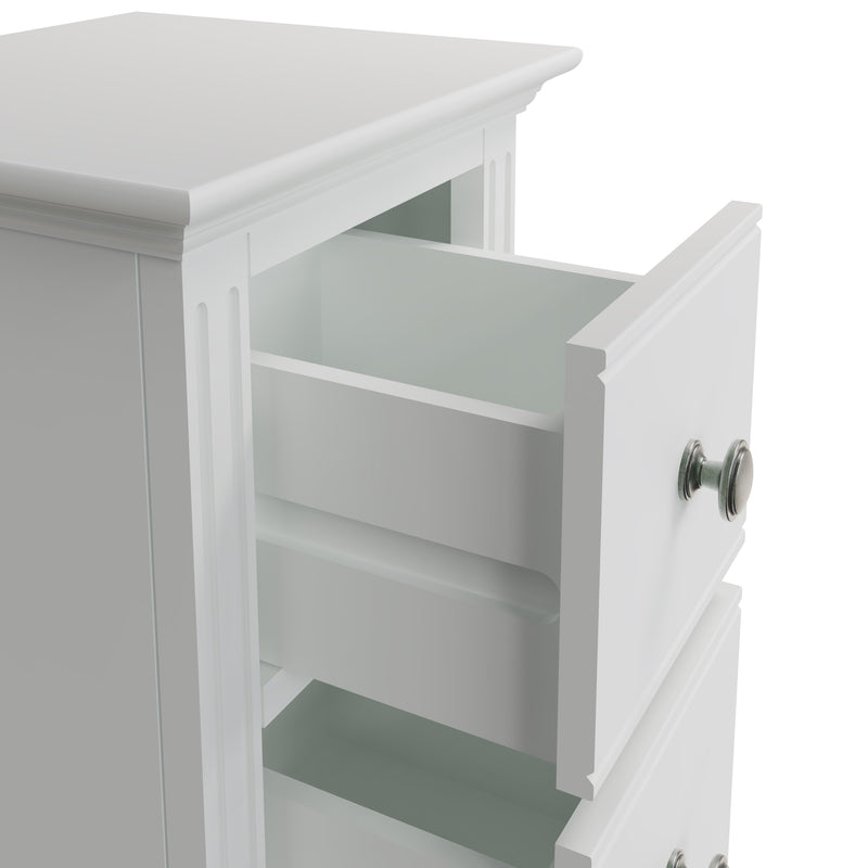 Warwick Classic White  Bedside Table with 2 Drawers 35 x 32 x 56.5 cm