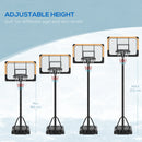 SPORTNOW Basketball Backboard Hoop Net Set System with Wheels, 182-213cm, Black
