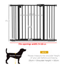 PawHut Adjustable Safety Gate w/ 2 Extensions and Four Adjustable Screws, Black