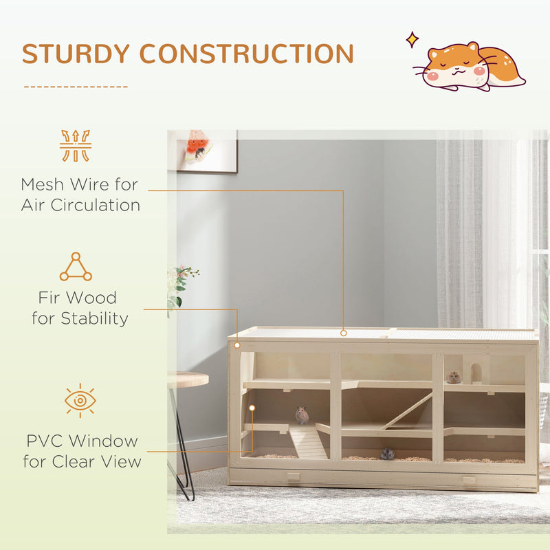 PawHut Hamster Cage -Natural Wood